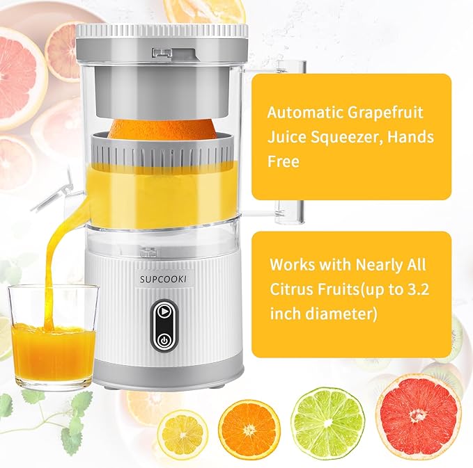 Electric Citrus Juicer, Rechargeable Juicer Machine with USB Cable and Cleaning Brush Superiorshoppy