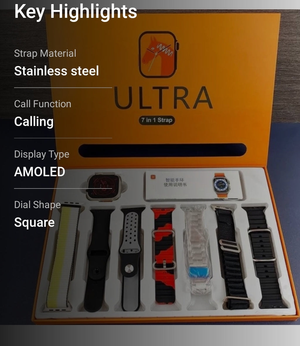 HL STRIKES 7 in 1 combo ultra smart watch T800 silver smart watch mixtocart