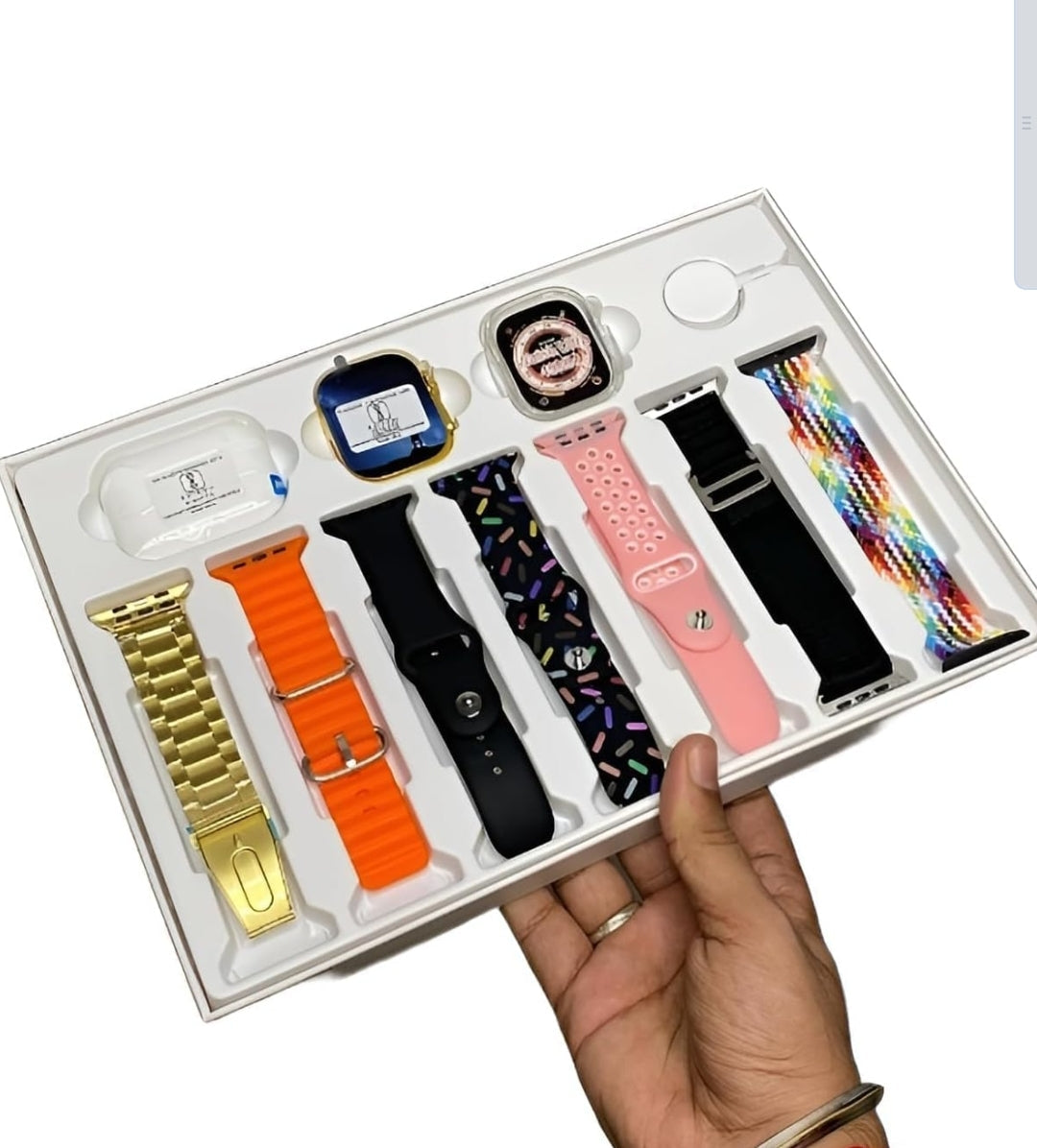 esportic (10 in 1 Set i20 Ultra MAX Suit SmartWatch + ear buds Pro with Transparent Screen Guard Watch with Seven Decorated Straps,Fitness & Outdoor, Health & Medical, Watchphone,(7 Multicolor Straps) mixtocart