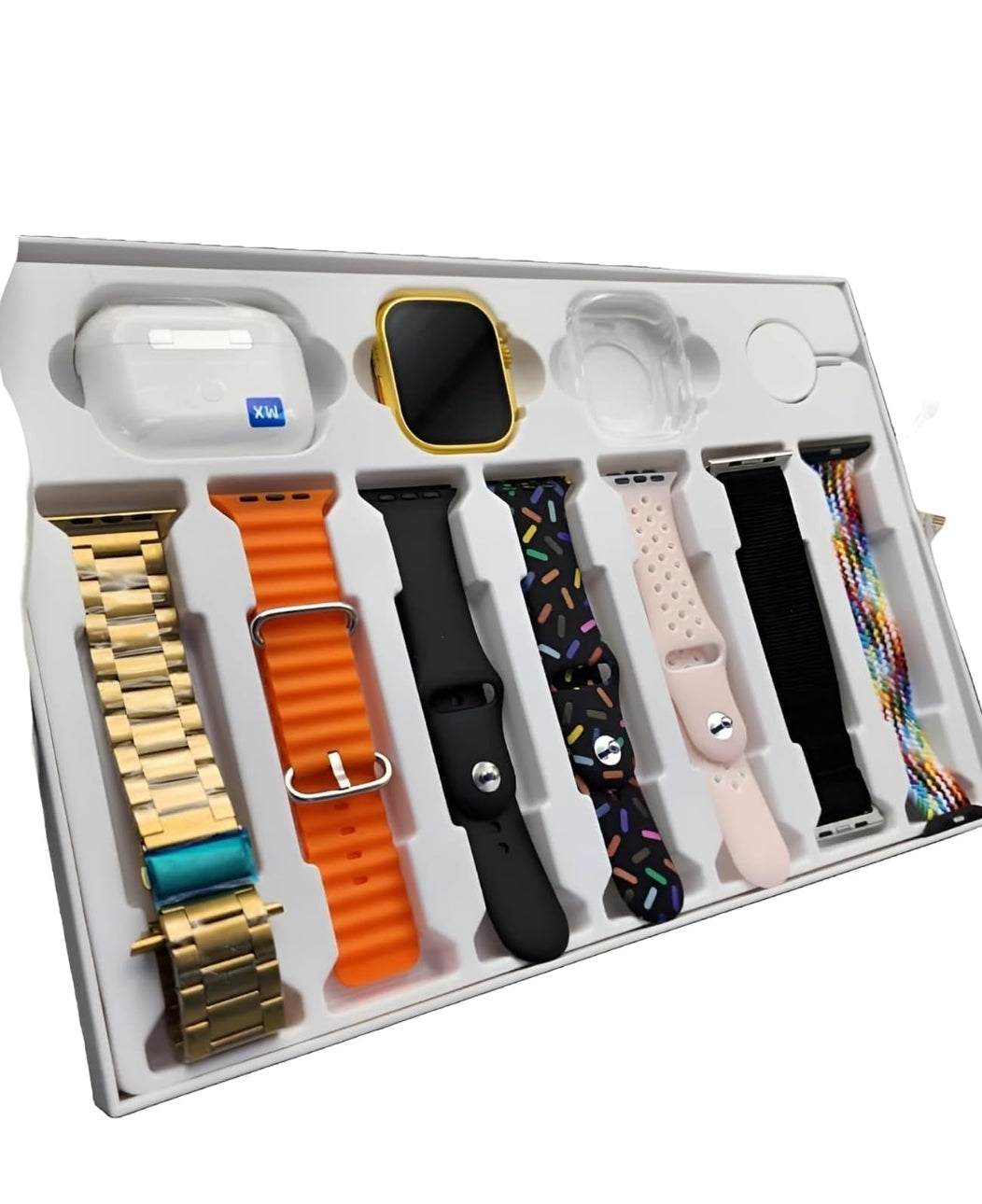 esportic (10 in 1 Set i20 Ultra MAX Suit SmartWatch + ear buds Pro with Transparent Screen Guard Watch with Seven Decorated Straps,Fitness & Outdoor, Health & Medical, Watchphone,(7 Multicolor Straps) mixtocart