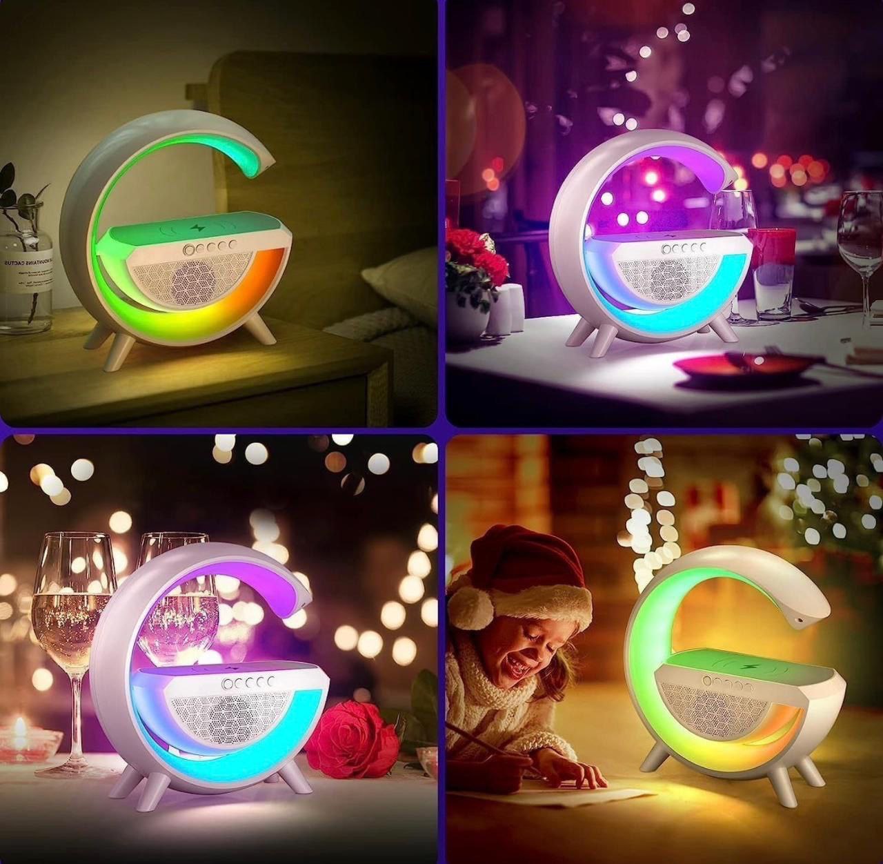 3 IN 1 MULTIFUNCTION G SHAPE LED BLUTOOTH SPEAKER WITH WIRELESD FAST CHARGER mixtocart