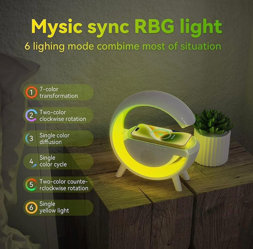 3 IN 1 MULTIFUNCTION G SHAPE LED BLUTOOTH SPEAKER WITH WIRELESD FAST CHARGER mixtocart