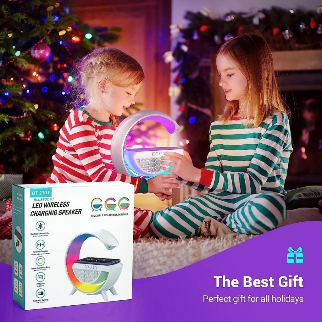 3 IN 1 MULTIFUNCTION G SHAPE LED BLUTOOTH SPEAKER WITH WIRELESD FAST CHARGER mixtocart