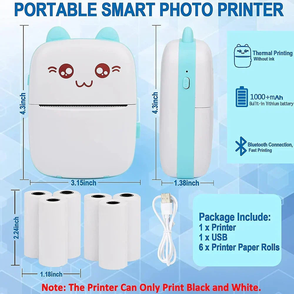 Mini Portable Thermal Printer Wireless Bluetooth Printer Superiorshoppy
