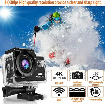 4K Sports Action Camera with Optical 16MP High Resolution with Wi-Fi Superiorshoppy